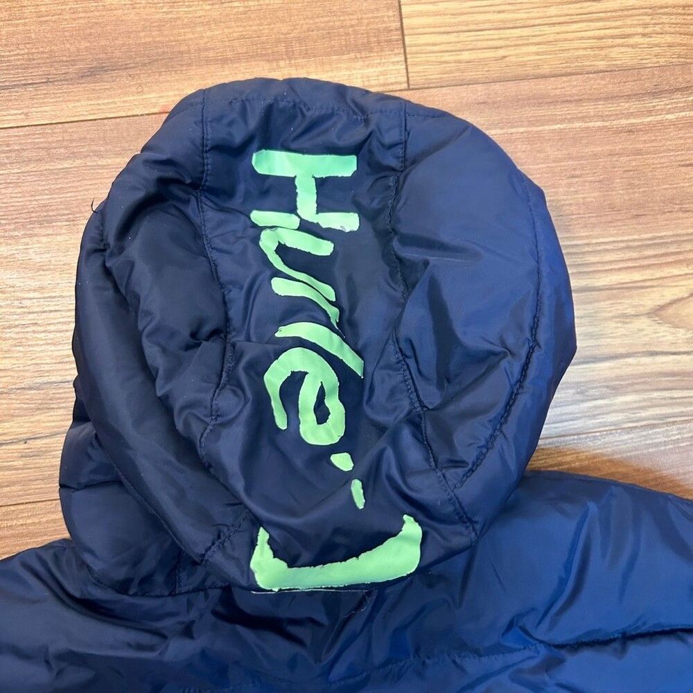 Hurley Boys Puffer Jacket Size L 12-13 Years Blue Navy Hooded Full Zip Coat - Picture 7 of 10